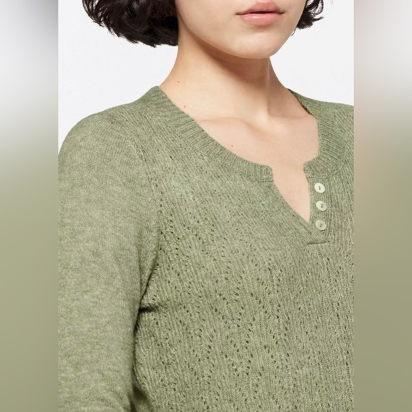 MARKET & SPRUCE Nailah Button Henley Green, Pullover, Size XL - Picture 3 of 8